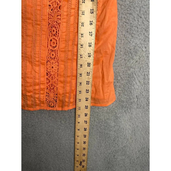 Sundance orange pintuck lace crotchet tank top boho peasant prairie light Small - Picture 7 of 9